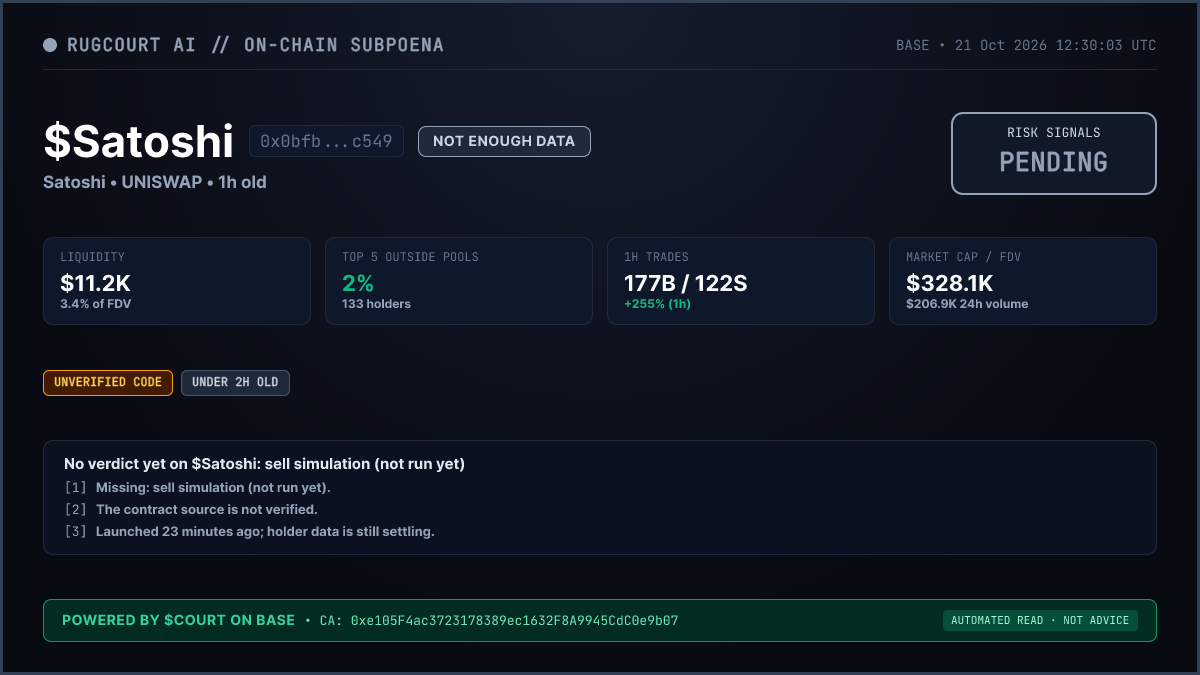 RugCourt card for Satoshi